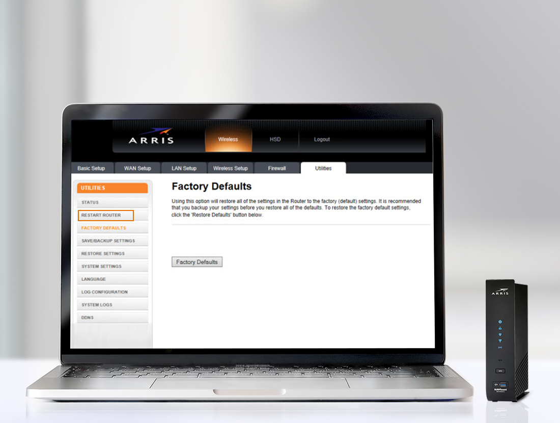 Arris router web interface